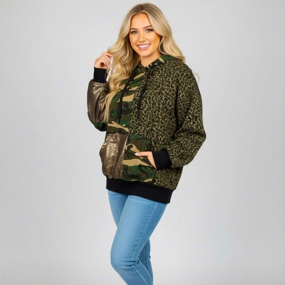 Tops - Anthropologie Asymmetrical camo hoodie